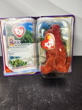 🦖 McDonald's Ty Teenie Beanie Baby — Rex the Tyrannosaurus Rex — Sealed